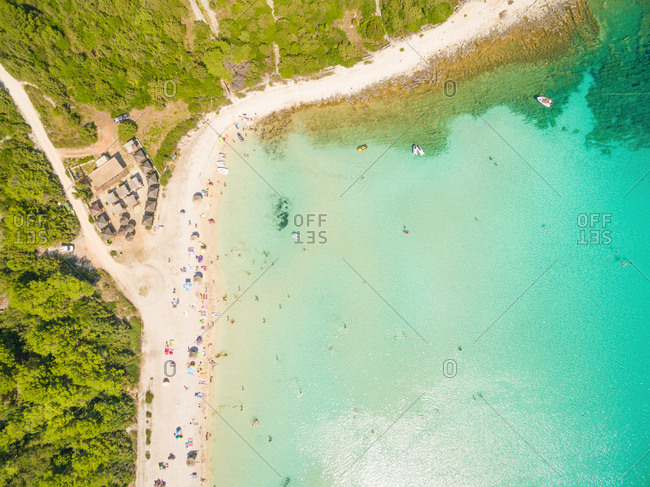 Aerial view of Sakarun bay on the island of Dugi Otok in Croatia