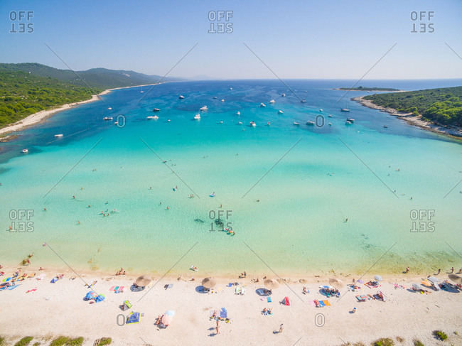 Aerial view of Sakarun bay on the island of Dugi Otok in Croatia