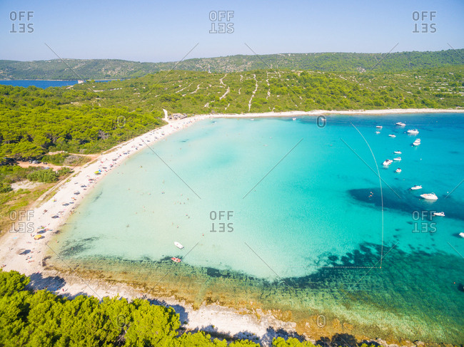 Aerial view of Sakarun bay on the island of Dugi Otok in Croatia