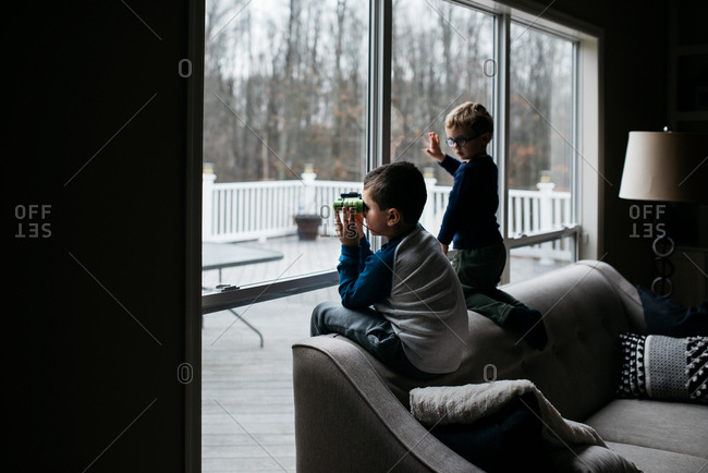 Two boys in sofa