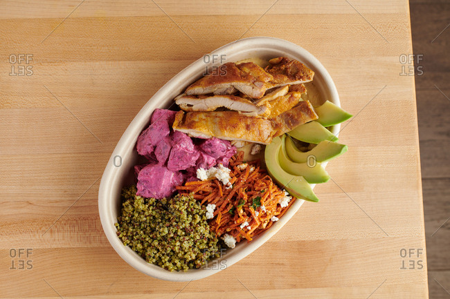 Top view Middle Eastern carryout meal to go