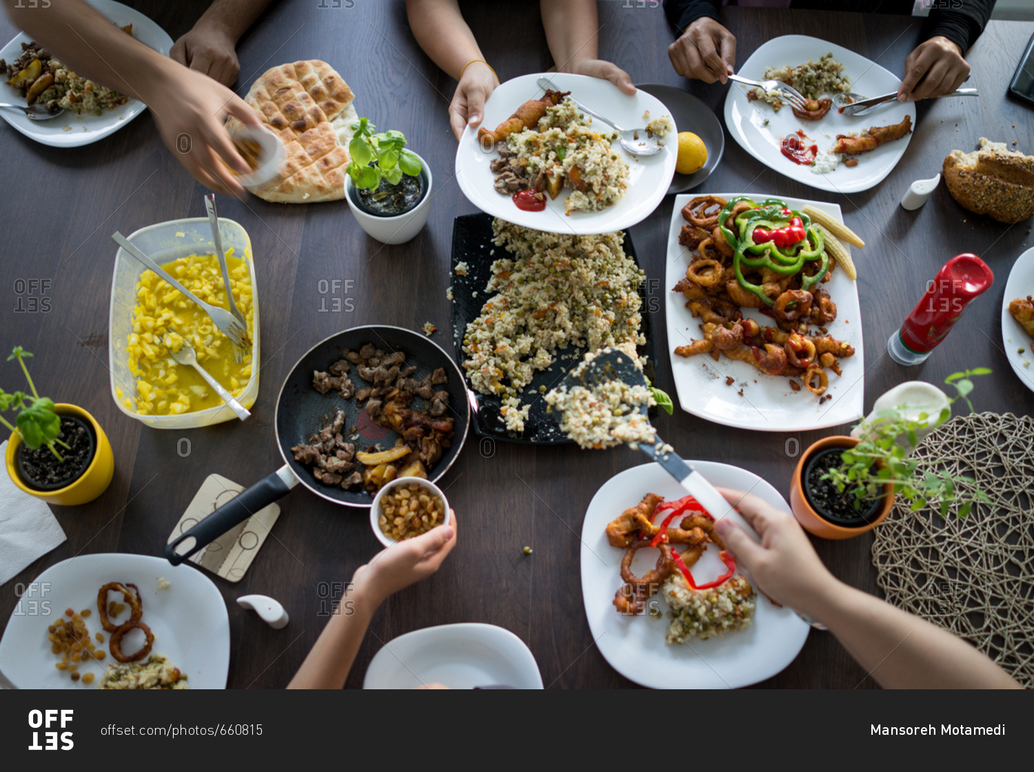 Group of people sharing meal at Ramadan