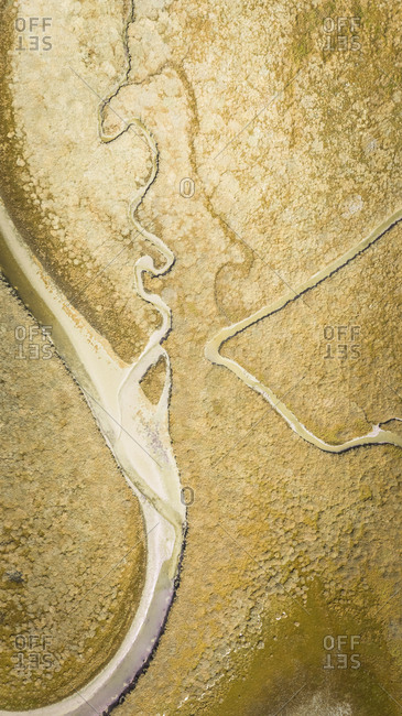 Abstract aerial view of Terschelling wetlands in The Netherlands.