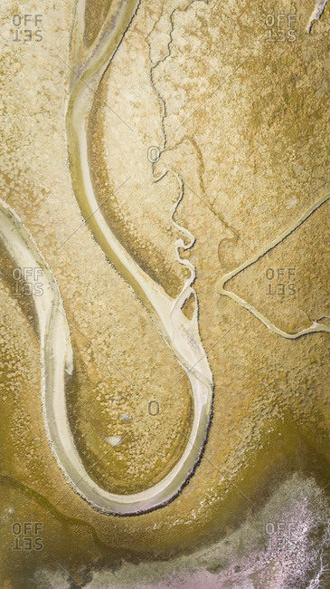 Abstract aerial view of Terschelling wetlands in The Netherlands.