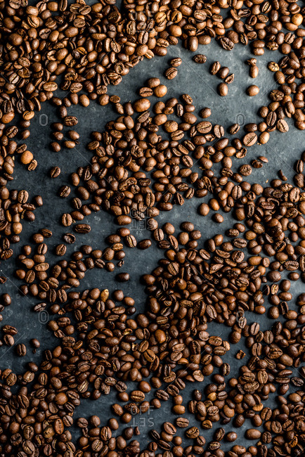 Scattered coffee beans