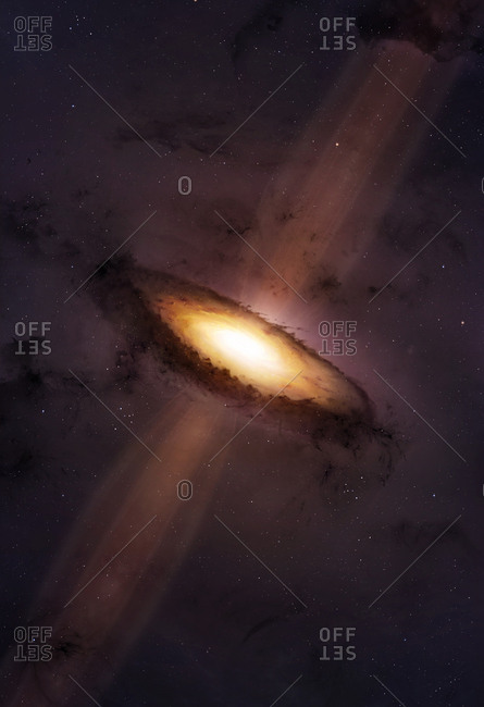 Outflow from young star, illustration