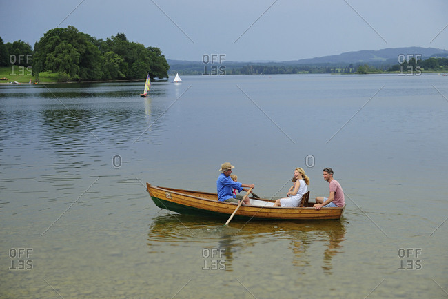 Germany- Bavaria- Murnau- family in rowing boat