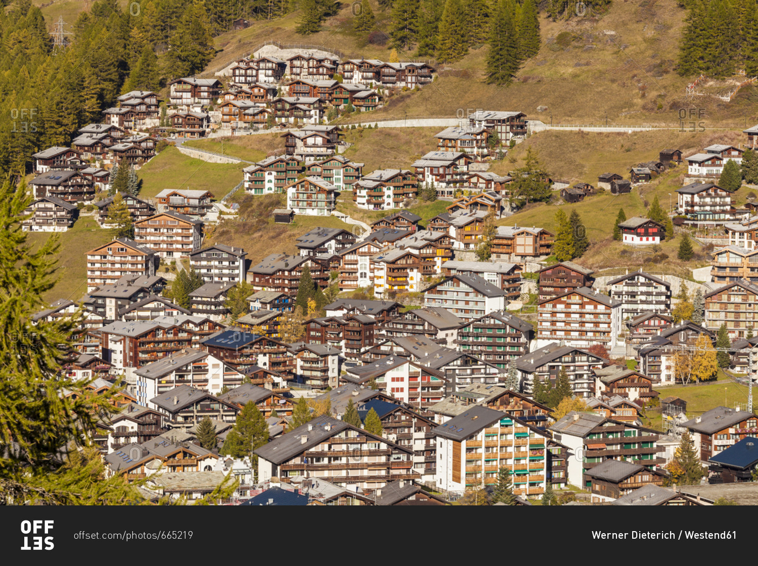 Switzerland- Valais- Zermatt- townscape- holiday homes