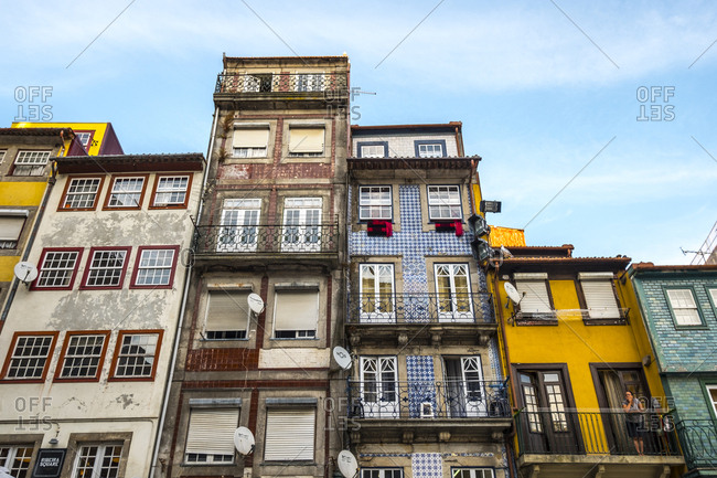 Porto, Portugal - September 21, 2017: Daily scenes in the downtown streets of the city of Porto