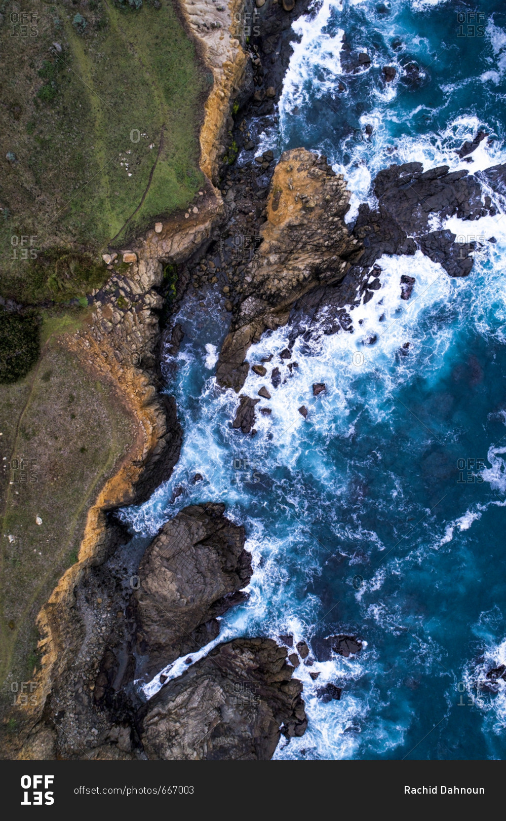A bird\'s eye view of the rugged coastline of Salt Point State Park on the Sonoma Coast in northern California