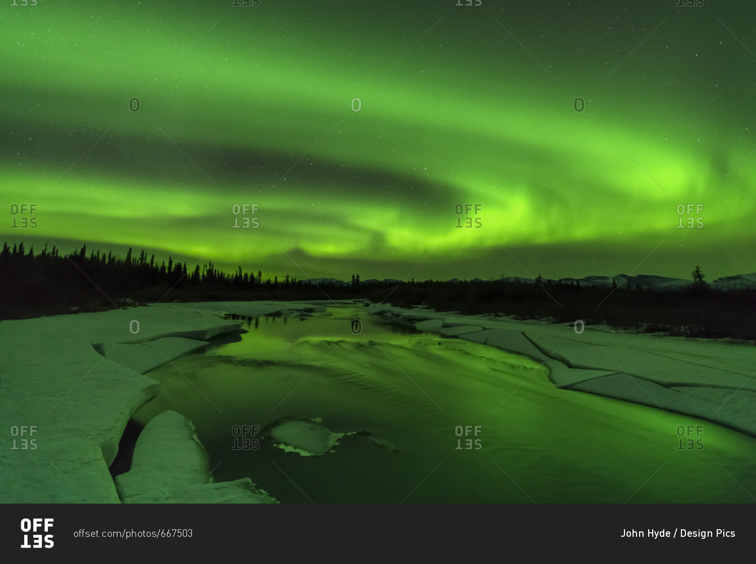 April 2, 2016: The Aurora Lights Up The Sky In Canada\'s Yukon Territory, Alaska Highway Near Haines Junction; Yukon, Canada