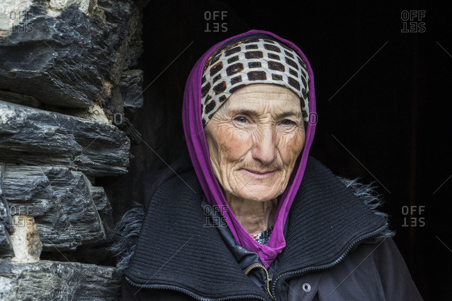 October 8, 2015: Old Svan Woman At The Ethnographic Museum In Zhibiani Village; Ushguli, Samegrelo-Zemo Svaneti, Georgia