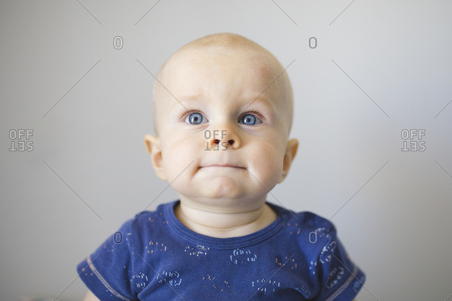 Baby Boy With Blue Eyes And Blond Hair Stock Photo Offset
