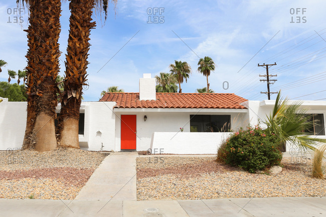 Palm Springs, California - July 31, 2015: A mid century modern home exterior