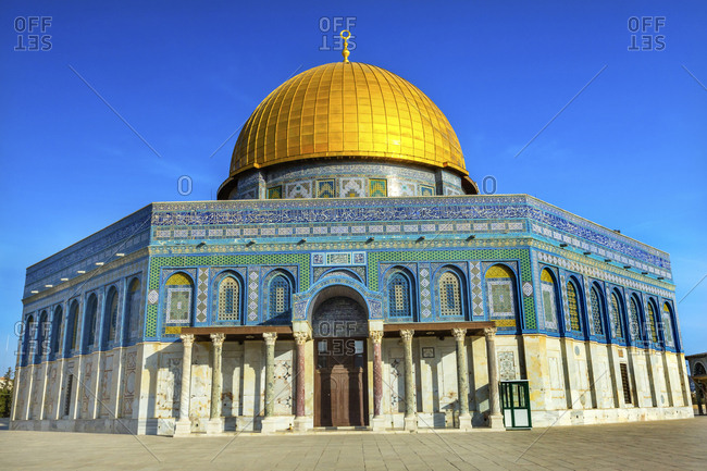Dome of the Rock, Jerusalem, Israel, Built in 691, One of most sacred spots in Islam where Prophet Mohamed ascended to heaven on an angel in his 'night journey', The Dome covers the rock where Abraham was to sacrifice Isaac