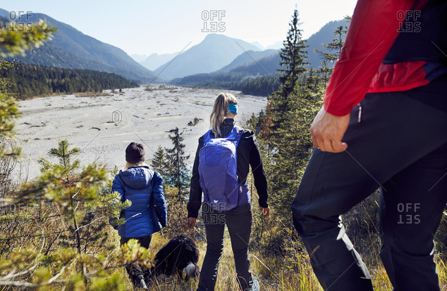 Germany- Bavaria- Karwendel- group of friends hiking in the mountains