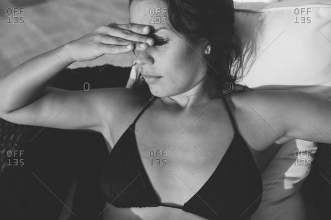 Young woman sunbathing