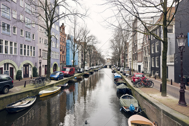 Amsterdam, Holland - February 14, 2018: Atmospheric city view of ...