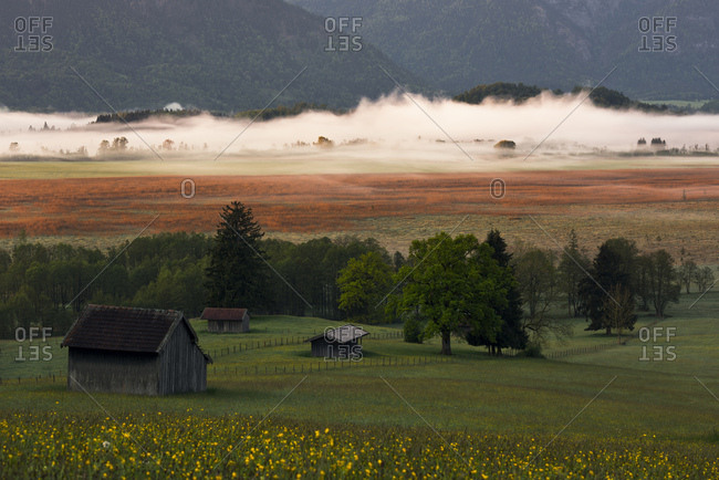 Farmland in Murnauer Moos, Bavaria, Germany