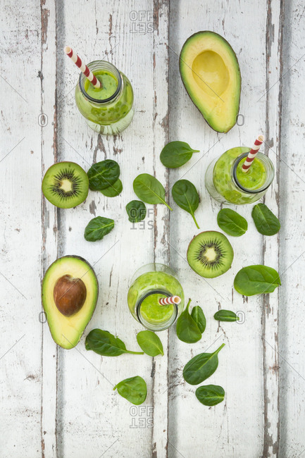 Green smoothie- detox- with avocado- baby spinach and kiwi