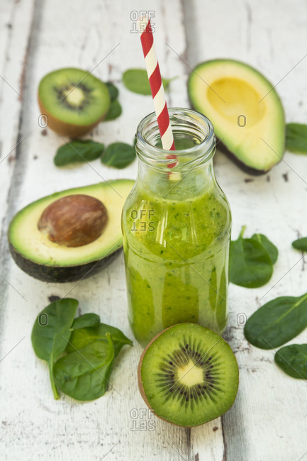 Green smoothie- detox- with avocado- baby spinach and kiwi