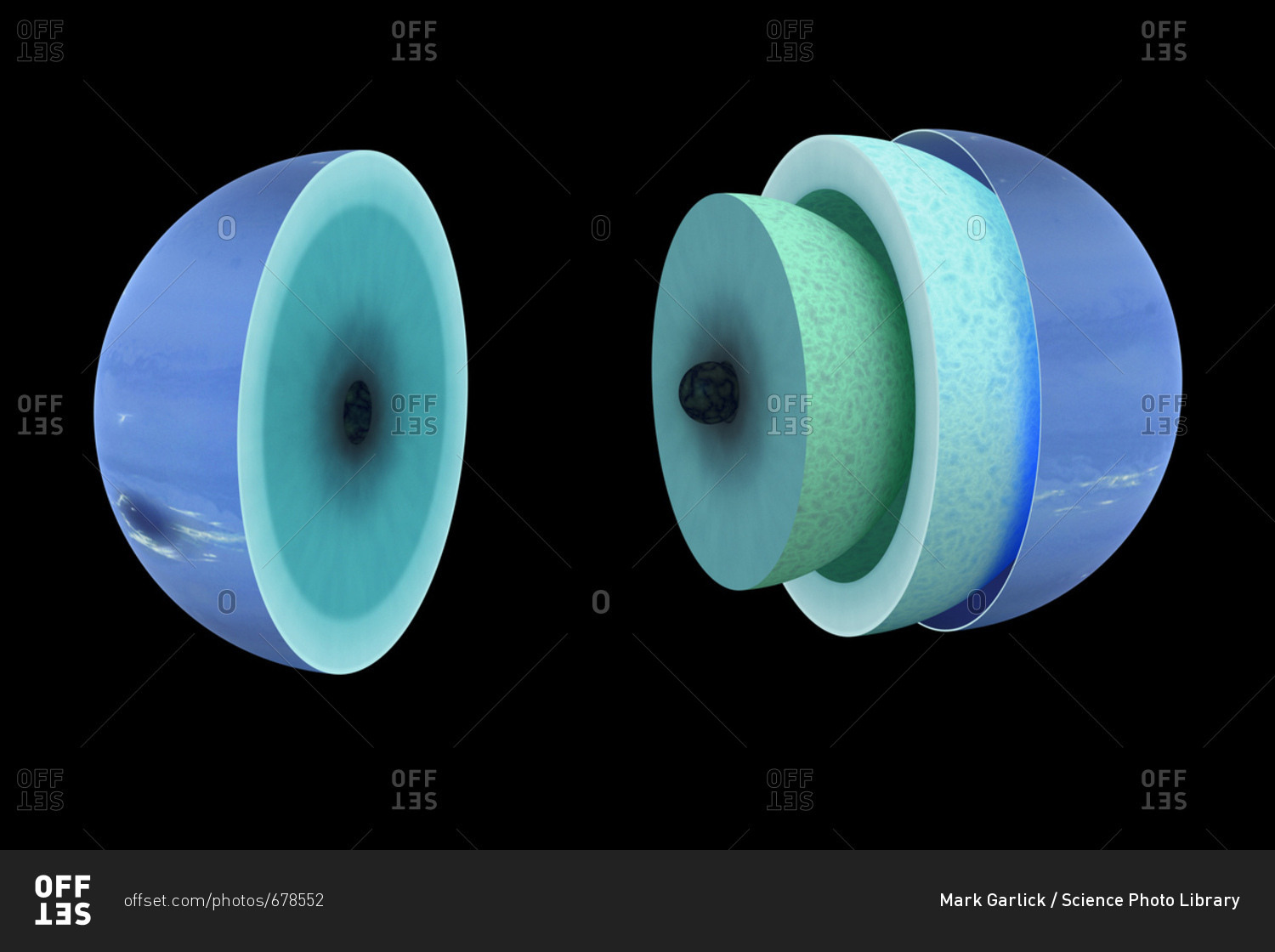 Diagram showing the theoretical interior of the ice giant