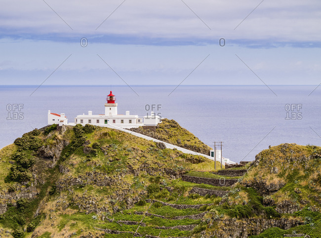 May 31, 2014: Lighthouse on Ponta do Castelo, Santa Maria Island, Azores, Portugal, Atlantic, Europe