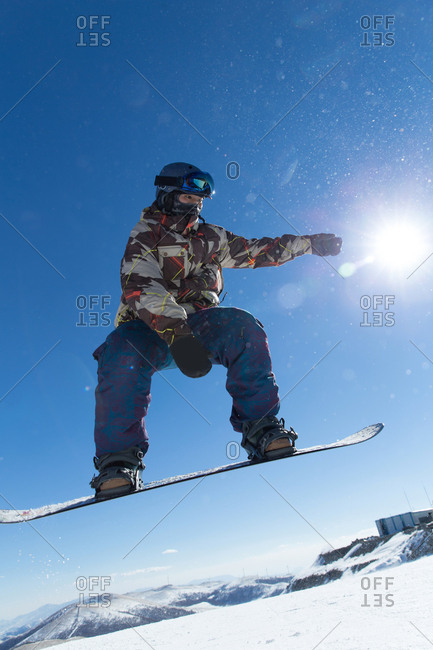 Young men outdoor skiing
