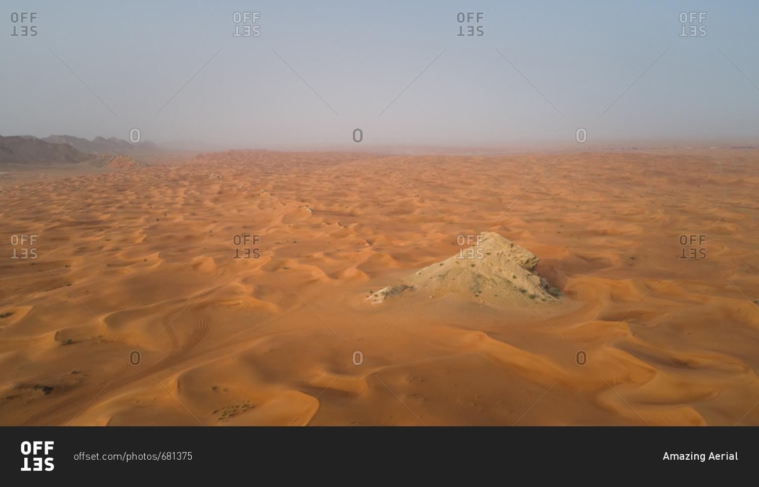 Aerial view of the Camel Rock Desert Safari in UAE.