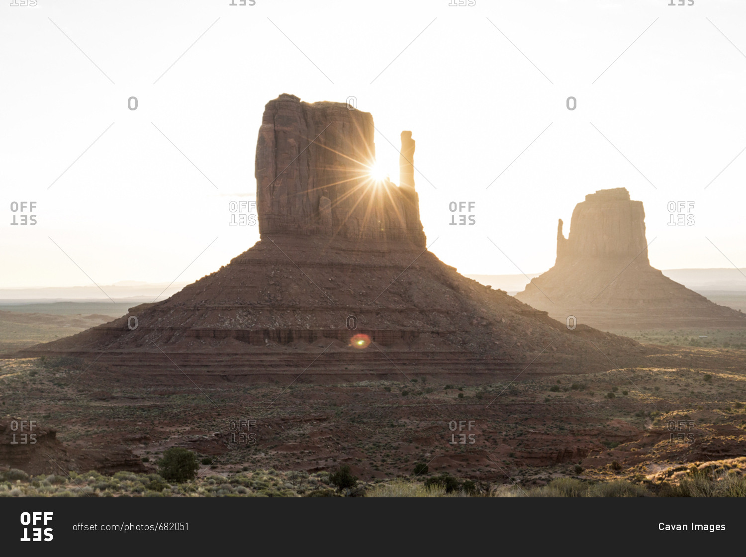 Scenic view of butters at Monument Valley Tribal Park against sky during sunset