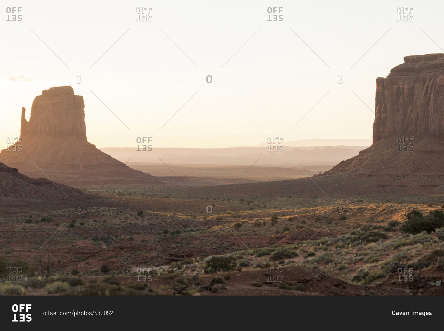 Scenic view of Monument Valley Tribal Park against sky during sunset