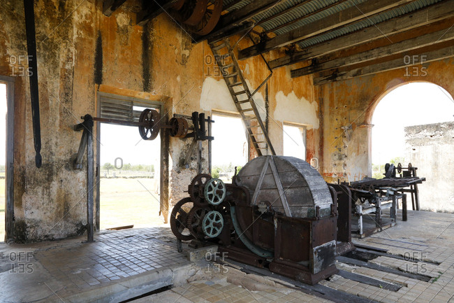 Interior of abandoned industrial building used in manufacture of sisal