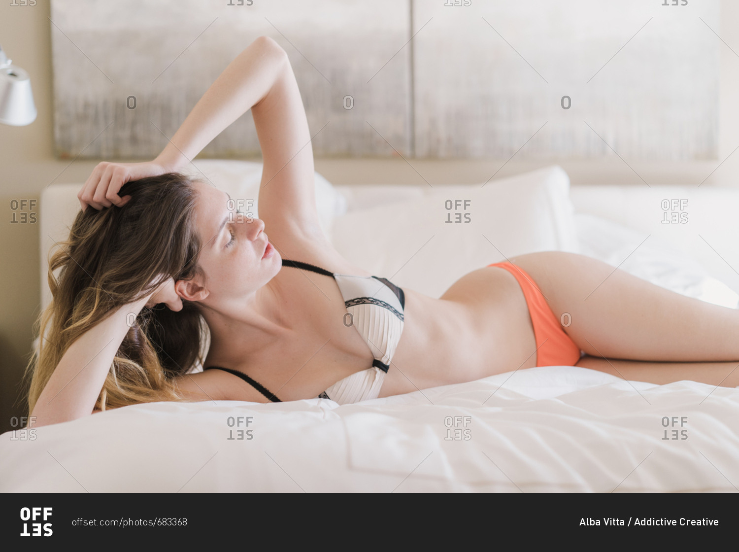 woman lingerie posing stock photos - OFFSET