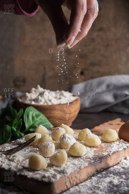 Raw gnocchi, typical Italian made of potato, flour and egg dish. Perfect meal to accompany with a sauce.