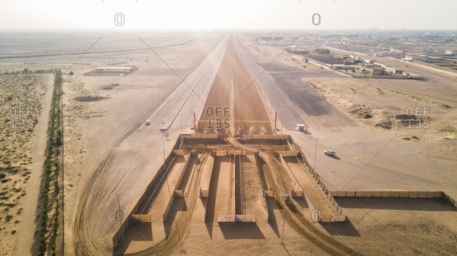 Aerial view of racetrack in Dubai, UAE