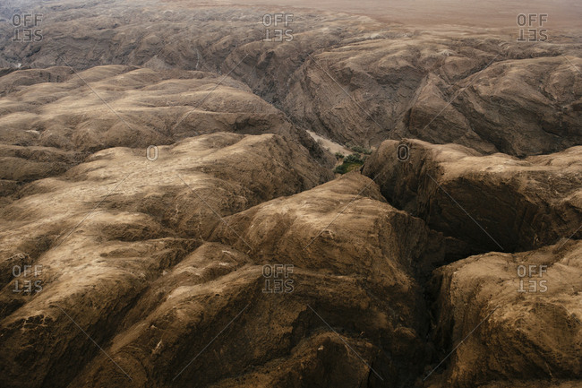 Aerial view of canyon in the Namib Desert