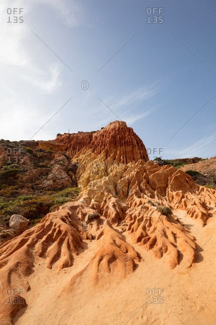 Rock formations along the beach in Portugal