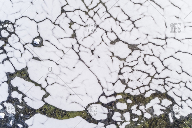 Abstract aerial view of the frozen sea of Muraste, Estonia
