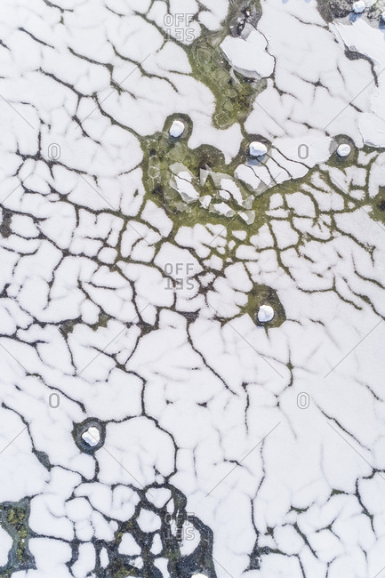 Abstract aerial view of the frozen sea of Muraste, Estonia
