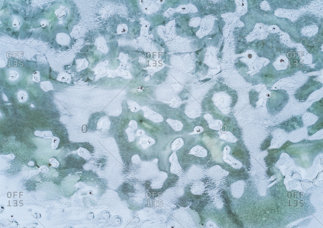 Abstract aerial view of the frozen sea in Muraste, Estonia