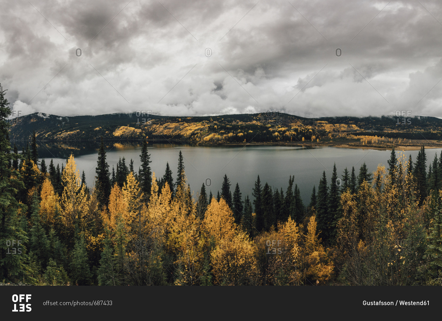 Canada- British Columbia- Kitimat-Stikine A- view from Highway 37- lake in autumn