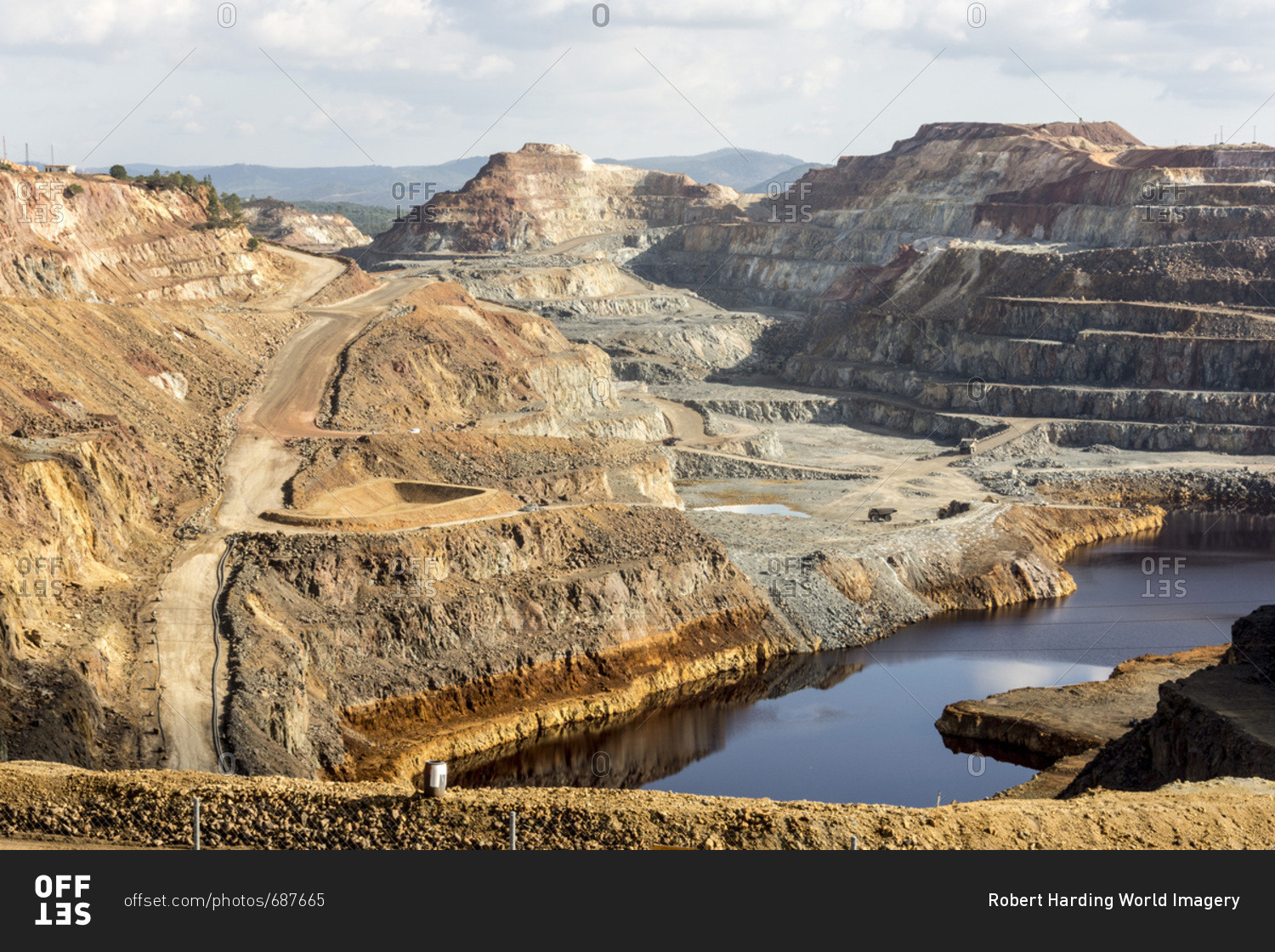 Main open-pit copper-sulfur mine at Rio Tinto, Huelva, Southwest Spain, Europe