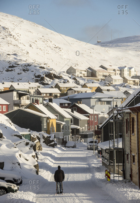Winter in Honningsvag, most northerly town in Norway, Arctic, Norway, Scandinavia, Europe