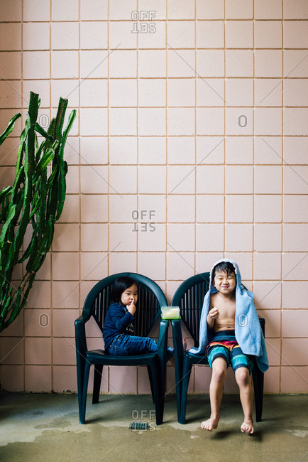 Kids taking a break at the pool