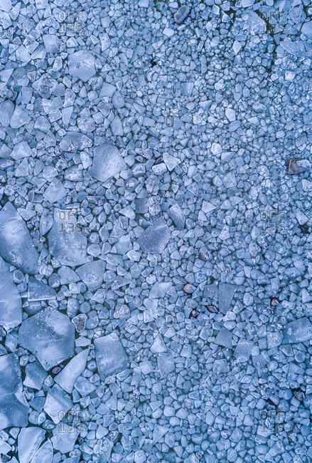 Abstract aerial view of the frozen sea in Muraste, Estonia