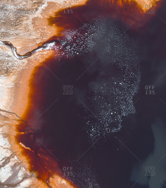 Aerial view of tailing pond from ore refinery near Perth, Australia