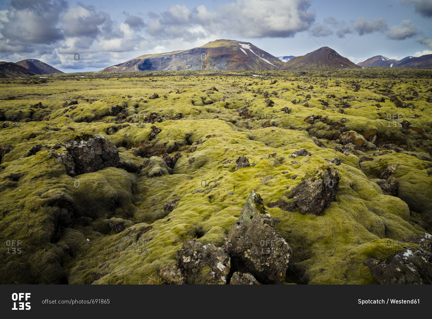 Iceland- South of Iceland- moss-grown volcanic rock