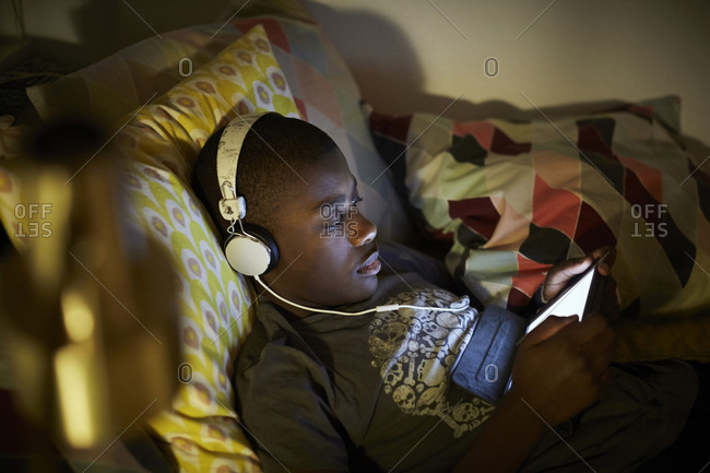 High angle view of boy wearing 