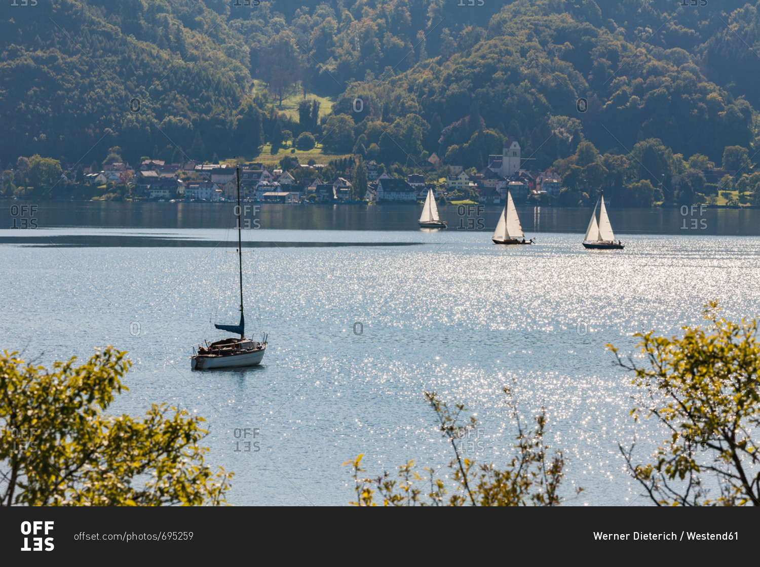 Germany- Baden-Wuerttemberg- Lake Constance- Lake Ueberlingen- Bodman-Ludwigshafen- Bodman- Sailing boats