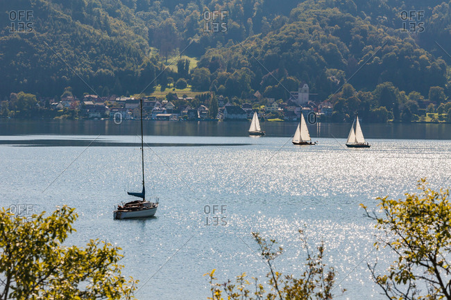 Germany- Baden-Wuerttemberg- Lake Constance- Lake Ueberlingen- Bodman-Ludwigshafen- Bodman- Sailing boats